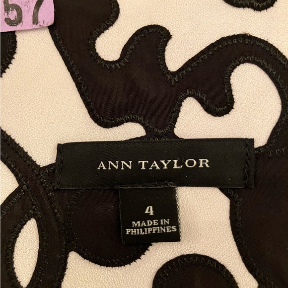 Ann Taylor embroidered black and white drop-waist skirt, like new - Picture 2 of 2